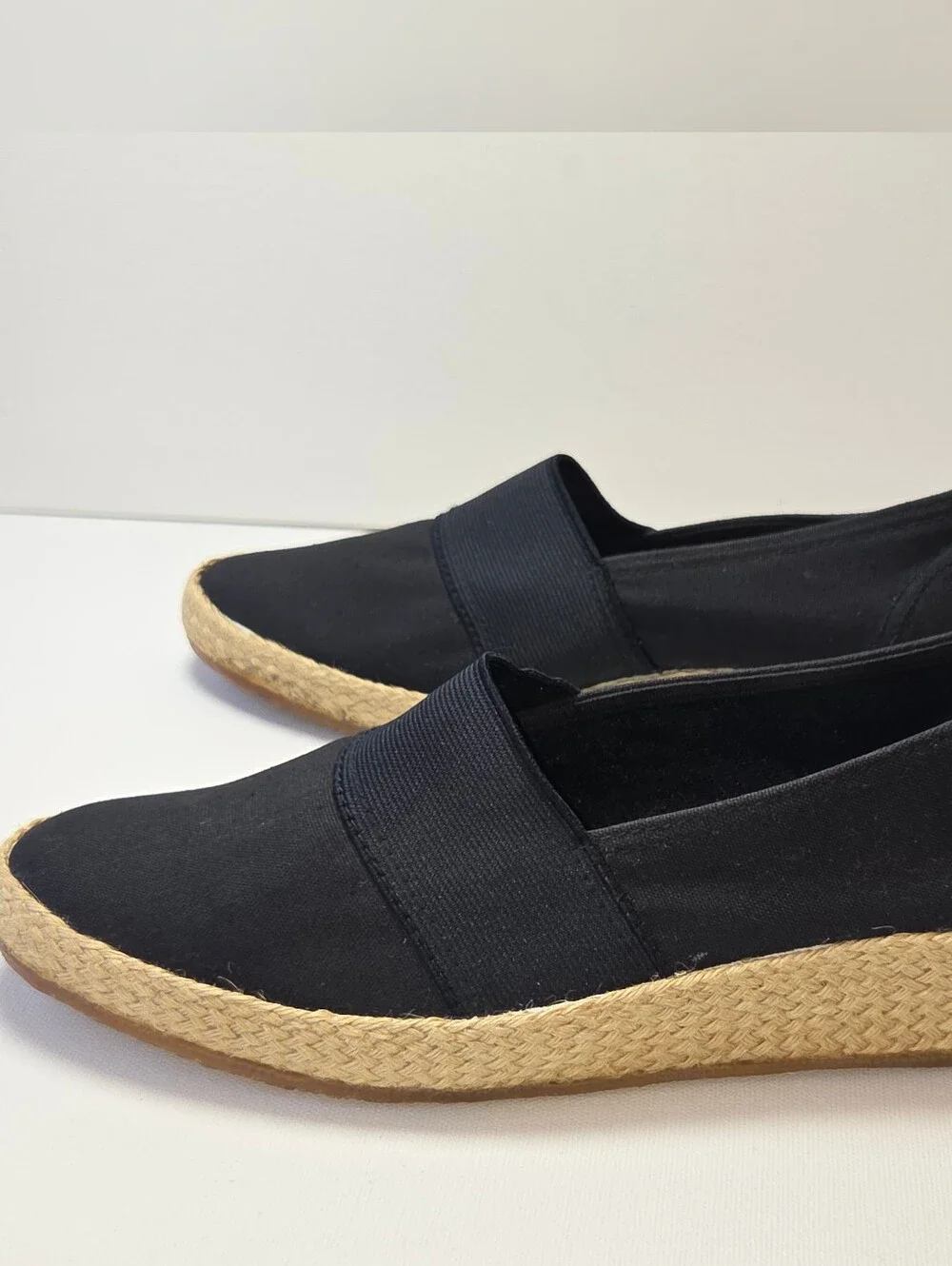Garden Sport Black Espadrille Wedge Slip On Shoes Women's 8W Wide